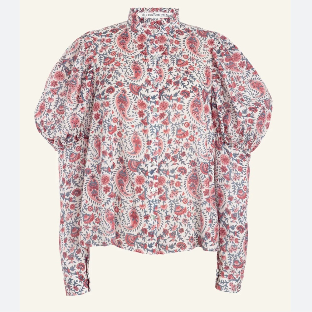 Alix of Bohemia Millie Provence Blouse Size Medium 100% Cotton Feminine